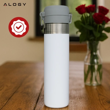 Alogy Thermos ThermoGo™ 800ml Edelstahl-Reisebecher, auslaufsicher, faltbar, ideal für Kaffee, Tee, Sport und Auto, hält Getränke lange warm, weiß