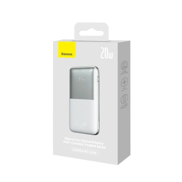 Baseus Bipow Pro Power Bank 10000mAh 20W weiß mit USB Typ A - USB Typ C 3A 0,3m Kabel (PPBD040202)