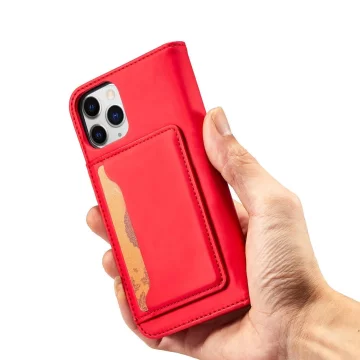 Magnetkartenhülle für iPhone 12 Pro Tasche Kartenetui Kartenhalter Rot