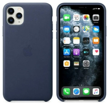 Oryginalne Etui ochronne na telefon MX0G2ZM/A do Apple iPhone 11 Pro Max nocny błękit/navy Leather Case