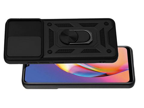 Gepanzerte Hülle mit Alogy Stand Ring Armor Kameraabdeckung für Galaxy A22 / M22 4G schwarz