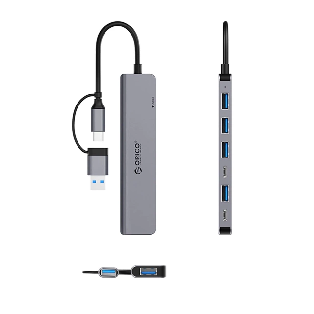 Hub USB Orico YSA7-U3 7w1 USB-C/A 4x USB-A 2.0 + 3.0 + 2x USB-C