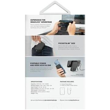 Powerbank UNIQ Hoveo Magnetyczny 5000mAh 20W PD USB-C Różowy