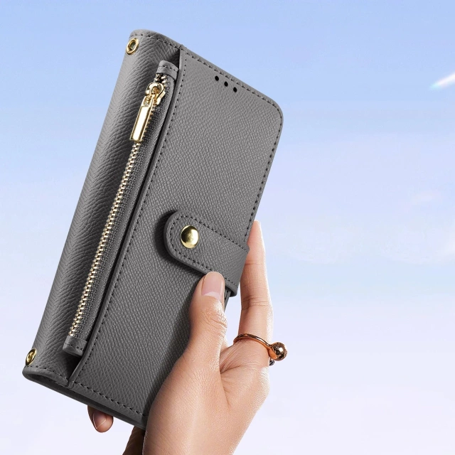 Etui do Samsung Galaxy S25 Ultra Dux Ducis Lawa Skórzane Szare
