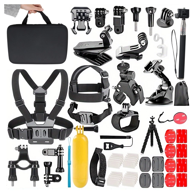 Zestaw Akcesoriów do GoPro Hero 13 12 11 10 9 8 7 6 kamerki sportowej zestaw mocowań Alogy ActionKit™ XXL 58w1 z Etui pokrowcem Walizką