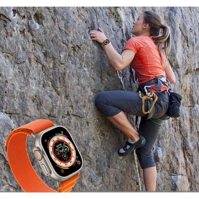 NYLON PRO APPLE WATCH 4 / 5 / 6 / 7 / 8 / SE / ULTRA (42 / 44 / 45 / 49 MM) SCHWARZ / ORANGE