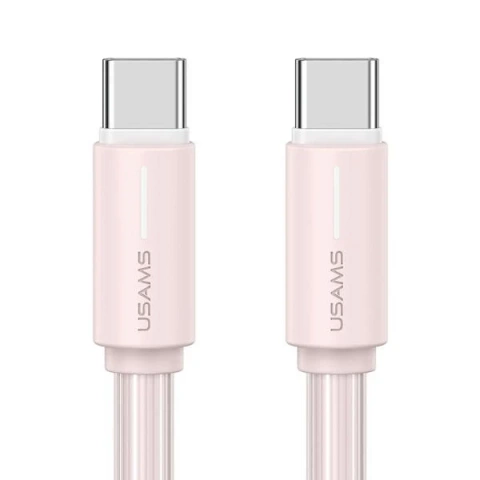 USAMS SJ734 USB-C-auf-USB-C-Kabel 1 m, 60 W, Pink, YU-Serie, schnell und langlebig