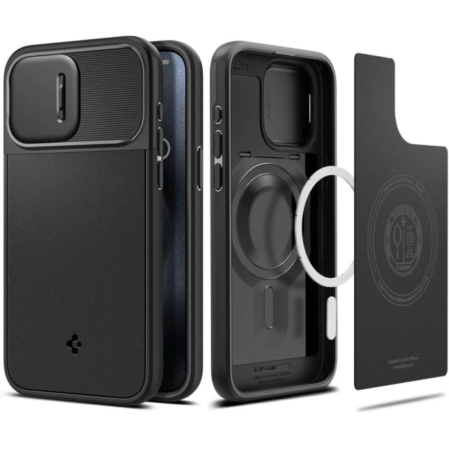 Hülle Spigen Optics Armor Mag Mag Safe für Apple iPhone 15 Pro Schwarz