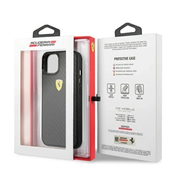 Ferrari iPhone 13 mini 5.4" Hülle schwarz/schwarz Hardcase On Track Real Carbon