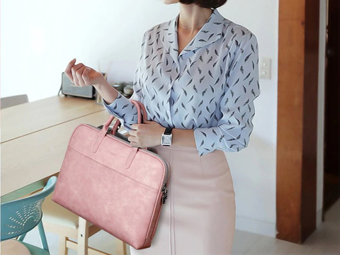 Ledertasche J.QMEI Laptophülle 15 "für MacBook Air / Pro Pink