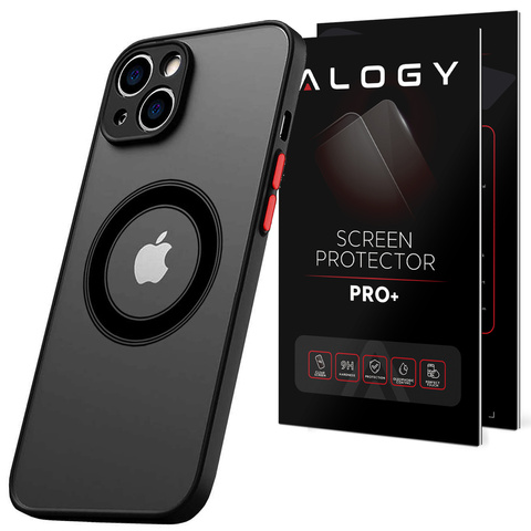 Etui do Apple iPhone 13 Mini obudowa Alogy Hybrid Mag Case do MagSafe z ochroną aparatu matowe czarne + Szkło