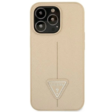 Etui Guess GUHCP14XPSATLE do Apple iPhone 14 Pro Max 6,7" beżowy/beige hardcase SaffianoTriangle Logo