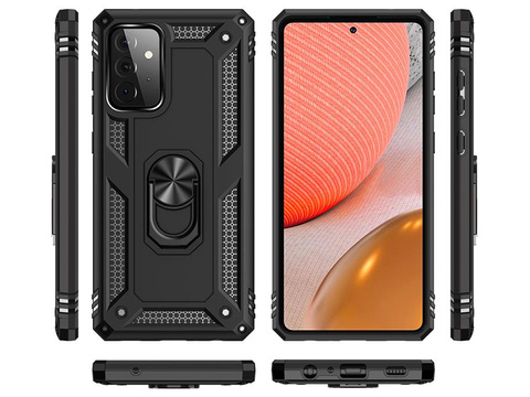 Alogy Stand Armor Ring-Rüstungshülle für Samsung Galaxy A72 Schwarz