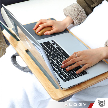 Laptop-Tischständer, Telefonhalter, Tablet, Alogy Bambus-Mauspad, Kniepolster fürs Bett