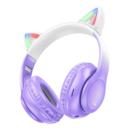 Słuchawki bezprzewodowe nauszne Bluetooth HOCO W42 Kocie Uszy Fioletowe Winogrona