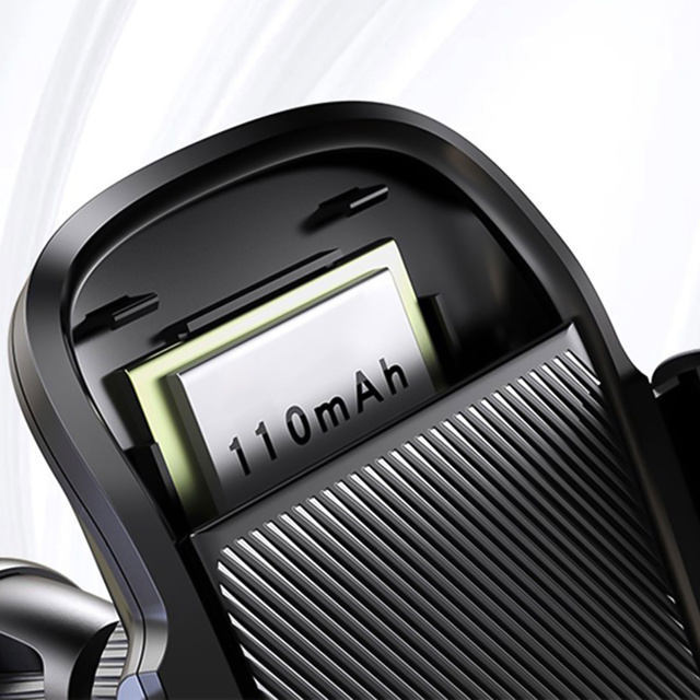 Uchwyt samochodowy automatyczny z panelem solarnym na telefon do kratki samochodu auta USB-C Czarny