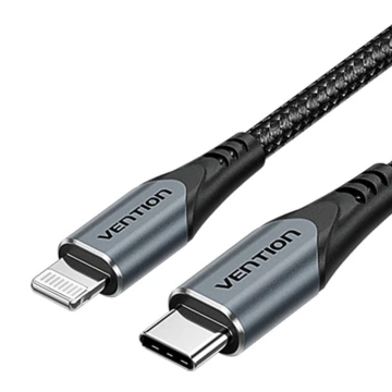 GaN Vention USB-C-Ladegerät 20 W USB-C-auf-Lightning-Kabel 1 m Grau