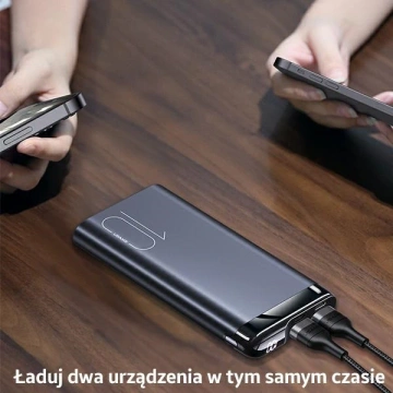 USAMS Powerbank PB55 10000mAh 2xUSB wyświetlacz LED szary/grey 10KCD14801 (US-CD148) aluminium
