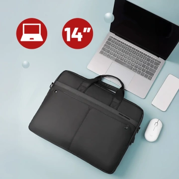Mark Ryden 14"-Laptoptasche, wasserdicht, elegant und geräumig, leicht (0,5 kg), mit Laptopfach, 9,7"-Tabletfach und Tragegurt – Schwarz
