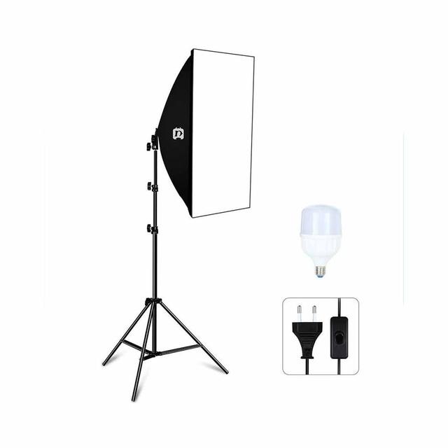 Zestaw studyjny Softbox LED Puluz 50x70cm, statyw, żarówka LED 1 szt PU5070EU