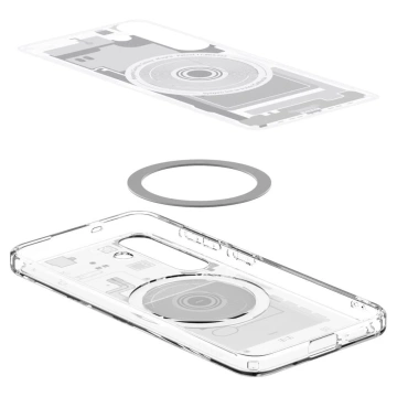 Schwarze Hülle für Galaxy S25 Zero One White Spigen Ultra Hybrid MagSafe