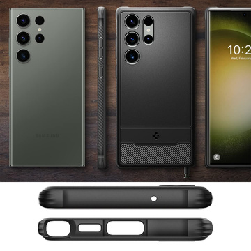 Spigen Rugged Armor Handyhülle Schutzhülle für Samsung Galaxy S23 Ultra Mattschwarz