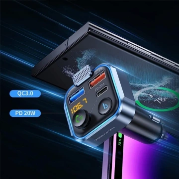 Ecobox FM-Transmitter Bluetooth 2xUSB Typ-C 2,4A 20W Schwarz