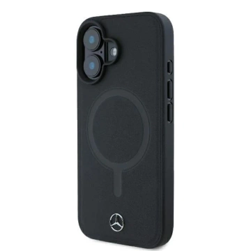 Mercedes Hülle für iPhone 16 Plus 6,7" Schwarz Hardcase Glattleder MagSafe