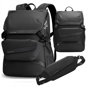 Mark Ryden Rucksack mit abnehmbarer Hüfttasche (2-in-1), Handgepäck, kostenlos, wasserdicht, 18 l, mit Laptopfach (bis 15,6 Zoll), Hüfttasche, City- und Reiserucksack, 40 x 30 x 14 cm – Schwarz