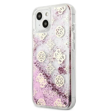 Guess GUHCP13SLGPEPI iPhone 13 mini 5,4" różowy/pink Hardcase Peony Liquid Glitter