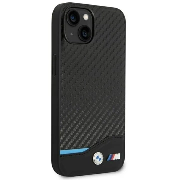 BMW BMHCP14M22NBCK Handyhülle für Apple iPhone 14 Plus 6.7" schwarz/schwarz Leder Carbon