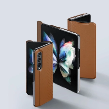 Dux Ducis Bril Hülle für Samsung Galaxy Z Fold 3 Flip Cover Card Wallet Stand Braun
