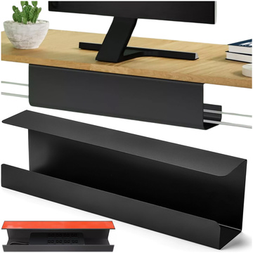 Kabel-Organizer unter der Tischplatte, Ablage für Kabel, Kabelleisten, Tischplatte, Alogy-Schreibtisch, 55 cm, Schwarz