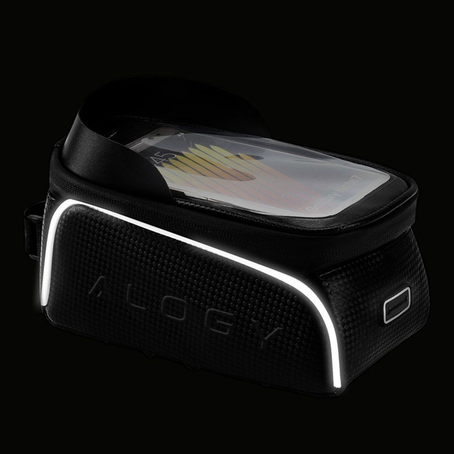 Torba rowerowa Alogy Sakwa 2L na rower uchwyt na telefon do 6.7" na ramę pojemna Czarna