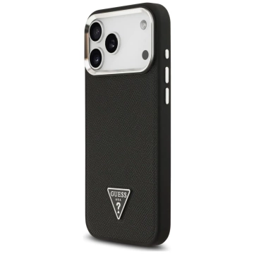 Etui Guess Grained Triangle Logo MagSafe do iPhone 17 Pro Czarny