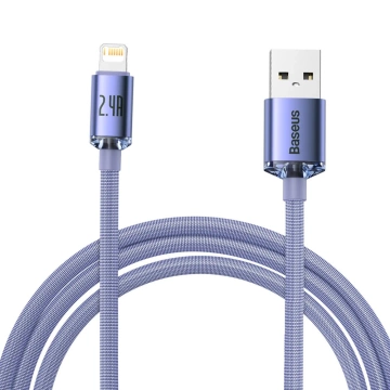 Baseus Crystal Shine Series Kabel USB-Kabel für schnelles Aufladen und Datenübertragung USB Typ A - Lightning 2.4A 2m lila (CAJY000105)