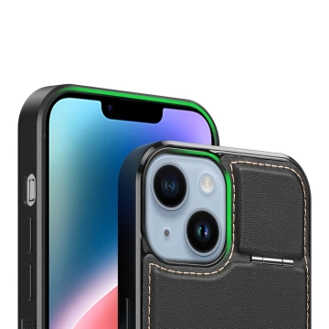 3-in-1-Brieftaschenhülle mit Ständer für iPhone 15 MagSafe RFID-blockierendes Dux Ducis Rafi Mag – Schwarz