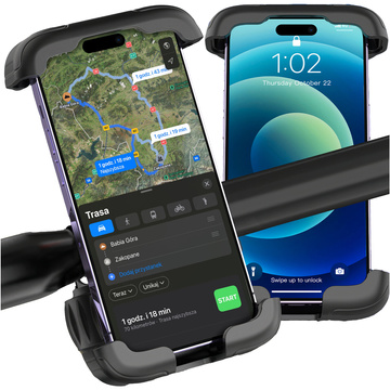 Fahrrad-Telefonhalter 4,7–6,8 Zoll für Telefon, Fahrradlenker für Fahrrad, Motorrad, verstellbar, Alogy Sport, Schwarz