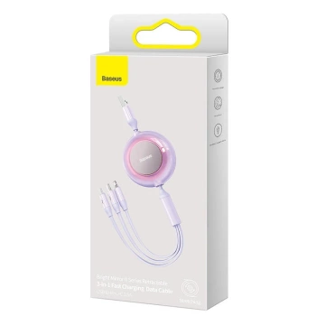 Baseus Bright Mirror 2 3in1 USB Kabel, Micro USB / Lightning / USB-C, flach, 3.5A, 1.1m (lila)