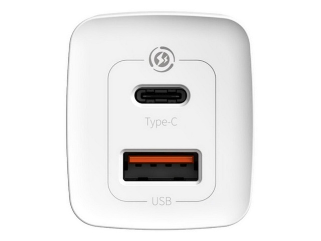 Ładowarka sieciowa szybka Baseus GaN2 Lite USB + USB-C 65W EU Biała