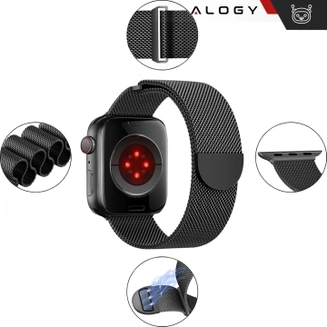Alogy Stahlarmband für Apple Watch 42/44/45/49 mm Edelstahl Schwarz