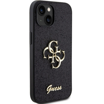 Original GUESS Hardcase GUHCP15SHG4SGK Hülle für iPhone 15 (Fixed Glitter Big 4G / schwarz)