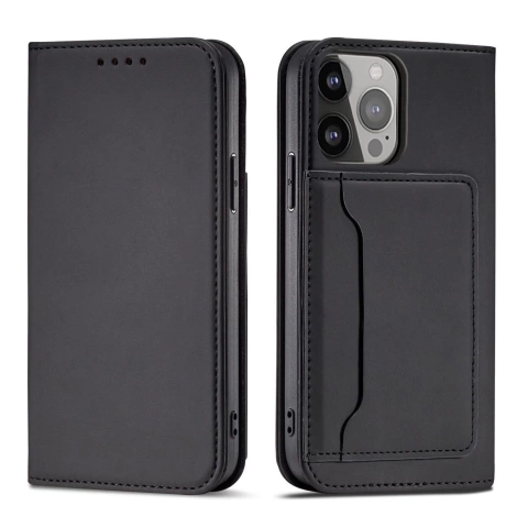 Magnetkartenhülle für iPhone 13 Pro Max Tasche Kartenetui Kartenhalter Schwarz