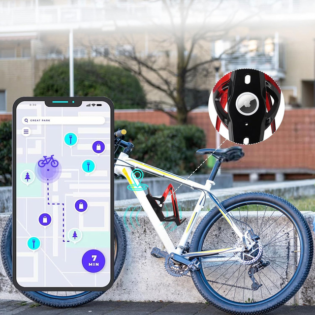 Koszyk na bidon napój butelkę wodę uchwyt rowerowy do roweru bidonu uniwersalny z miejscem na Airtag Czarno-czerwony