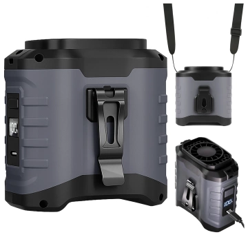 Ventilator mit Gürtelclip, 4000-mAh-Akku, 5 Geschwindigkeitsstufen, 8–40 Stunden Laufzeit, USB-Ladefunktion, geeignet für Baustellen, Outdoor-Aktivitäten, Wandern, Sommerarbeit, Powerbank