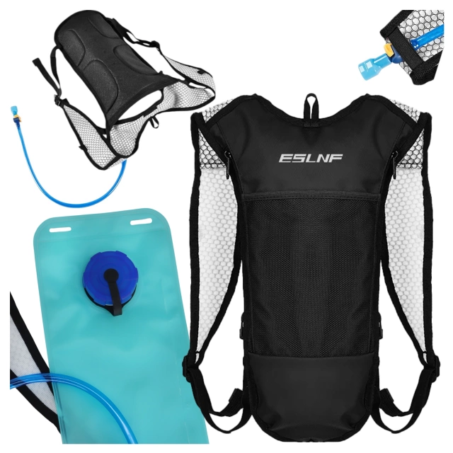 Plecak rowerowy na plecy torba z pojemnikiem bukłakiem 2L na napój dla rowerzysty kolarski do biegania Czarna