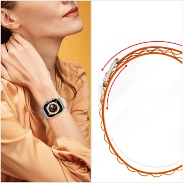 NYLON PRO APPLE WATCH 4 / 5 / 6 / 7 / 8 / SE / ULTRA (42 / 44 / 45 / 49 MM) SCHWARZ / ORANGE