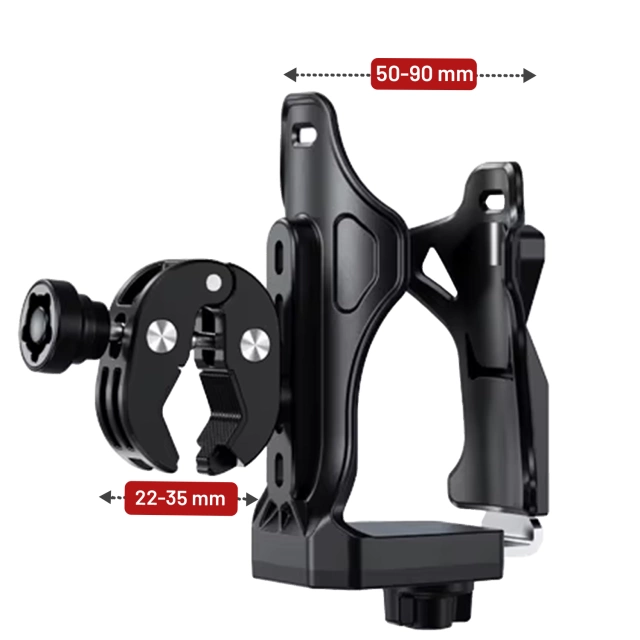 Uchwyt Motocyklowy / Rowerowy na Bidon, Butelkę lub Kubek z Blokadą Antykradzieżową, Regulowany 50–90 mm, Na Hulajnogę, Kierownicę i Ramę - Kewig