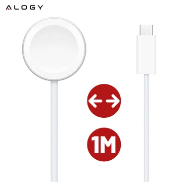 Alogy magnetisches QI induktives Ladekabel für Apple Watch USB-C Typ C 100cm 1M Weiß