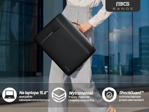 Bange wasserdichter Rucksack für 15,6-Zoll-Laptop, Stadtreisender, 45 x 30 x 16 cm, für Arbeit, Flugzeug, Herren, Damen, mit USB-Anschluss Schwarz